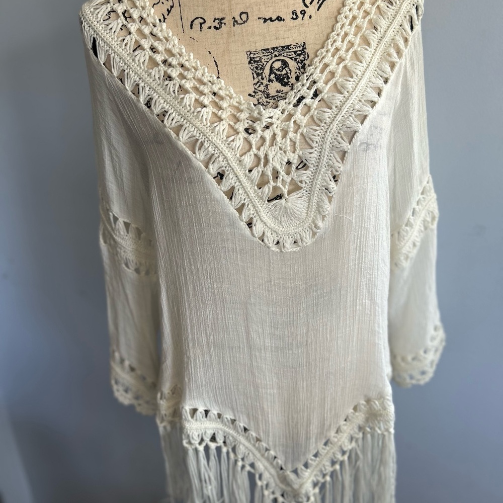 Cream Asymmetrical Camisole with Crochet Neckline‎